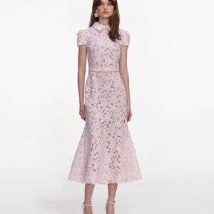 Self-portrait Pink Guipure Lace Midi Dress